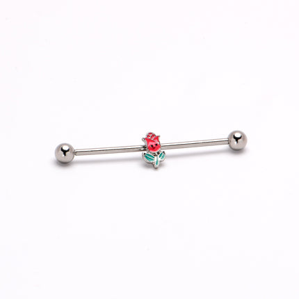 14G Sweet Happy Rose Flower Industrial Barbell 38mm