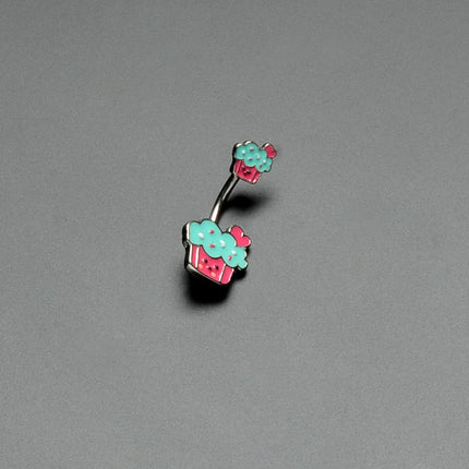 Sydney Belle Girlfriend Collection Sweet Happy Cupcake Pink Blue Double Mount Belly Ring