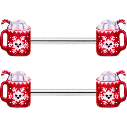 14G 9/16 Sweet Hot Cocoa Holiday Barbell Holiday Nipple Ring Set
