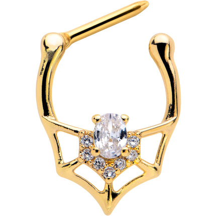 16G 5/16 Clear Gem Gold Tone Spider Bat Cartilage Clicker