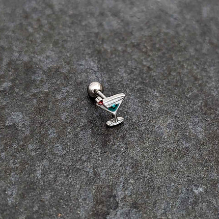 16G 1/4 Sweet Martini Glass Heart Cartilage Tragus Earring