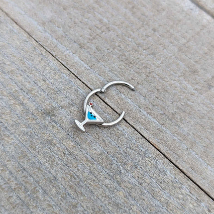 16G 3/8 Sweet Martini Glass Heart Hinged Segment Ring