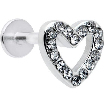16G 5/16 Clear Gem Open Heart Valentine Labret Monroe Tragus