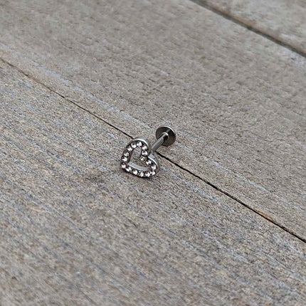 16G 5/16 Clear Gem Open Heart Valentine Labret Monroe Tragus