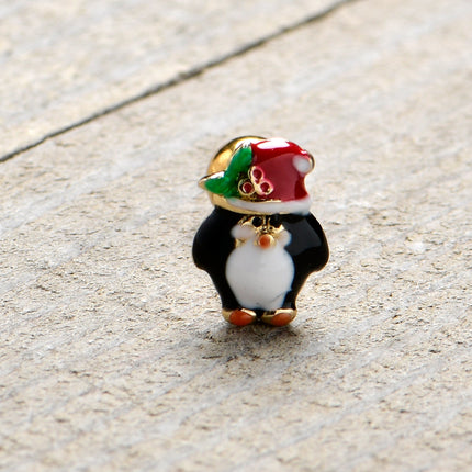 16G 1/4 Gold Tone Holly Hat Penguin Cartilage Tragus Earring