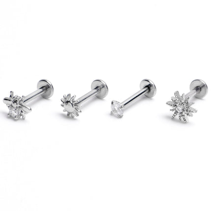 16G 5/16 Clear Gem Insect Sun Labret Monroe Tragus Set of 4
