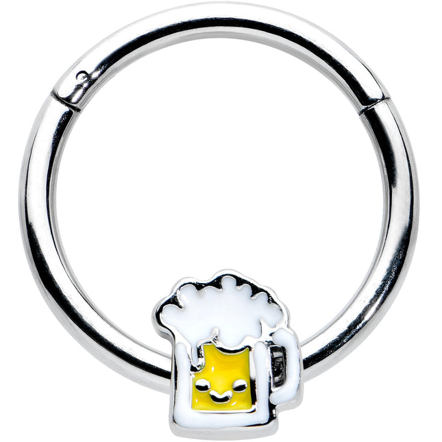 16G 3/8 Sweet Happy Beer St Patricks Hinged Segment Ring