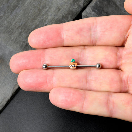 14G Sweet Happy Leprechaun St Patricks Industrial Barbell 38mm