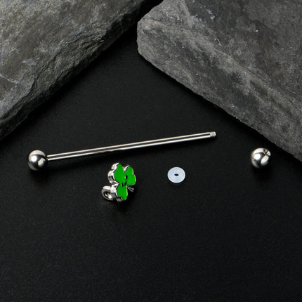 14G Sweet Happy Shamrock St Patricks Industrial Barbell 38mm