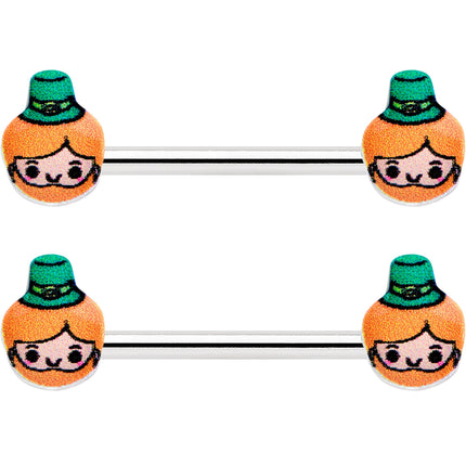 14G 9/16 Sweet Happy Leprechaun St Patricks Day Nipple Ring Set