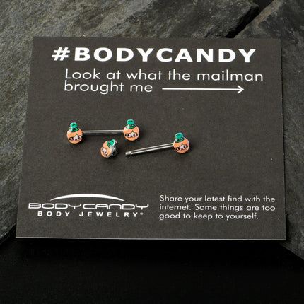 14G 9/16 Sweet Happy Leprechaun St Patricks Day Nipple Ring Set