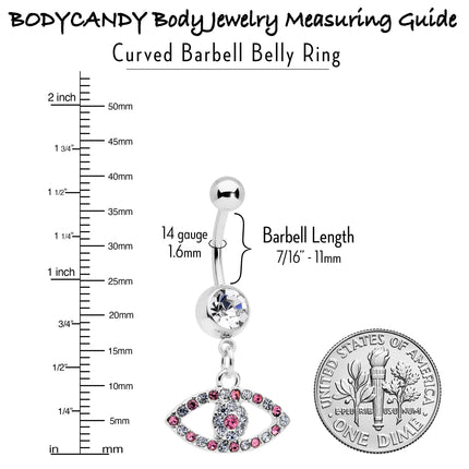 Pink Clear Gem Wide Eye Dangle Belly Ring