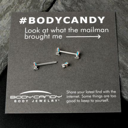 14G 9/16 Easter Bunny Blue Red Ears Barbell Nipple Ring Set