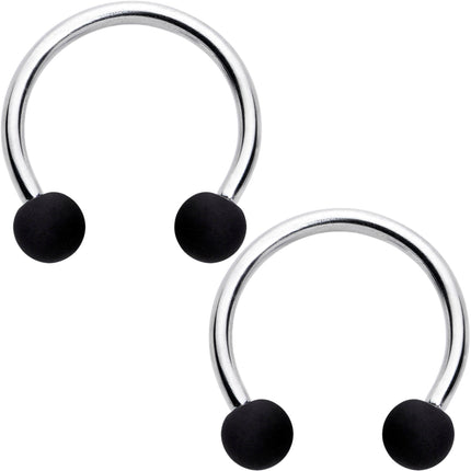 16G 3/8 Matte Black Blue Teal Horseshoe Circular Barbell Set of 6