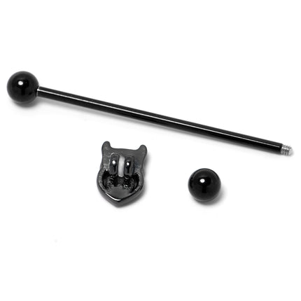 14G Blue Purple Gem Black Opulent Owl Industrial Barbell 38mm