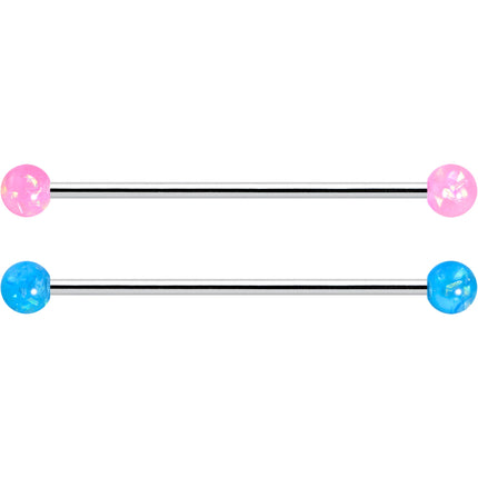 14G Pink White Purple Faux Opal Pack Industrial Barbell Set of 4