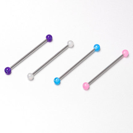 14G Pink White Purple Faux Opal Pack Industrial Barbell Set of 4