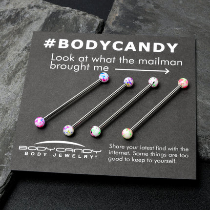 14G Splatter Pink White Purple Industrial Barbell 38mm Set of 4