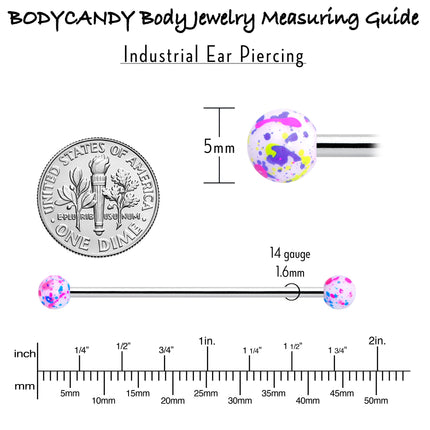 14G Splatter Pink White Purple Industrial Barbell 38mm Set of 4