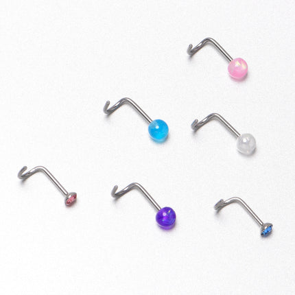 20G Nose Screw Gem Faux Opal Pack Pretty  Nose Ring Set of 6
