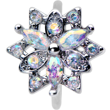 20G 5/16 Aurora CZ Gem Snowflake Style Nose Hoop
