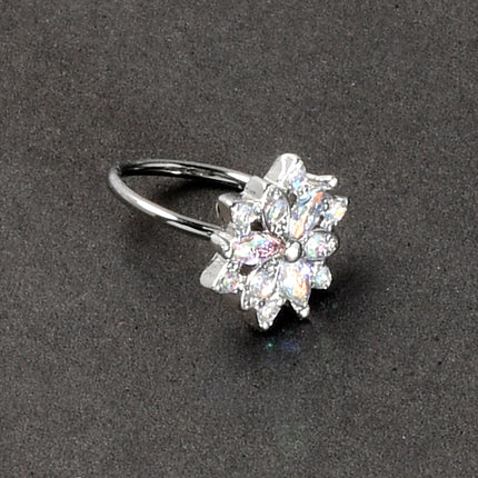 20G 5/16 Aurora CZ Gem Snowflake Style Nose Hoop