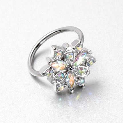 20G 5/16 Aurora CZ Gem Snowflake Style Nose Hoop