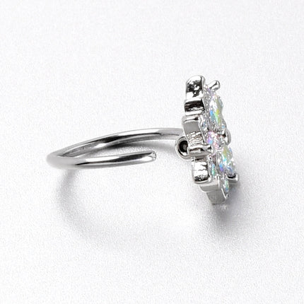 20G 5/16 Aurora CZ Gem Snowflake Style Nose Hoop