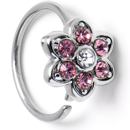 20G 5/16 Pink Radiant Blossom Flower Nose Hoop