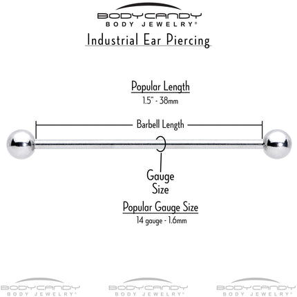 14G Aurora CZ Gem Snowflake Style Industrial Barbell 38mm