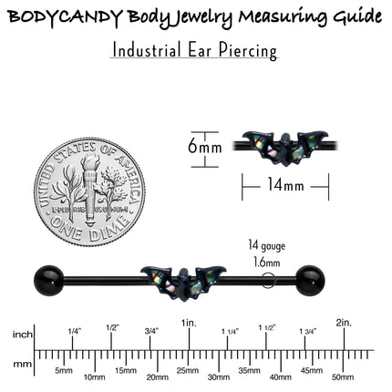 14G Flying Black Bat Industrial Barbell 38mm