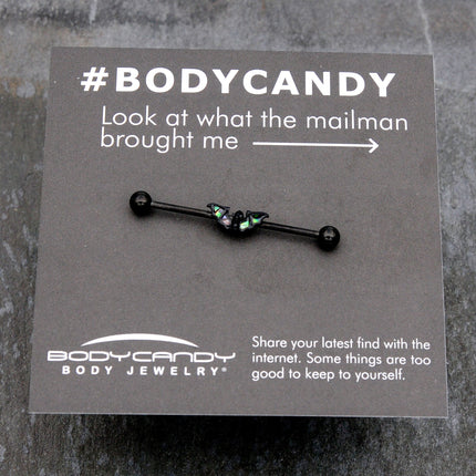 14G Flying Black Bat Industrial Barbell 38mm