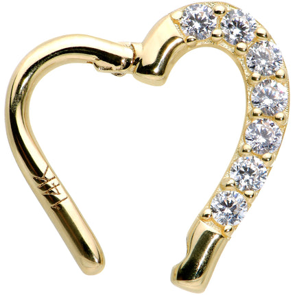 16G 5/16 14k Yellow Gold CZ Paved Ultra Luxe Left Hinged Heart Segment Ring