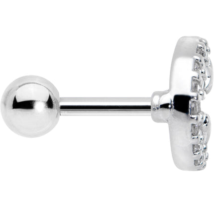 16G 1/4 Clear CZ Gem Starry Crescent Moon Cartilage Tragus Earring