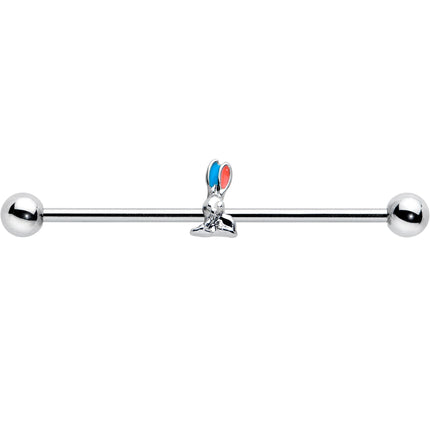 14G Easter Bunny Red Blue Ears Industrial Barbell 38mm