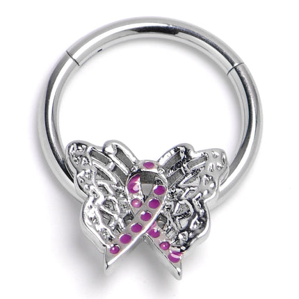 16G 3/8 Butterfly Beauty In Flight Hinged Segment Ring