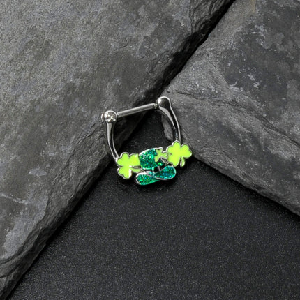 16G 5/16 Glitter Top Hat Shamrock St Patricks Cartilage Clicker