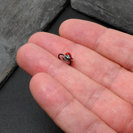 20G 5/16 Clear Gem Black Bleeding Heart Nose Hoop
