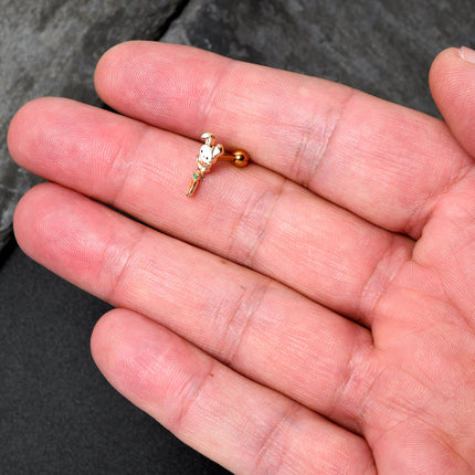16G 1/4 Gold Hue Cutie Easter Bunny Dangle Cartilage Tragus Earring