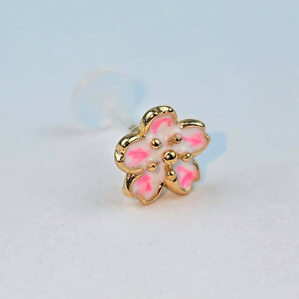 16G Flower Pink Blossom PTFE Bioplast Labret Monroe Tragus