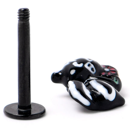 16G 5/16 Black Funky Skunk Labret Monroe Tragus