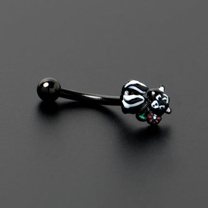 16G 5/16 Black Funky Skunk Curved Eyebrow Ring