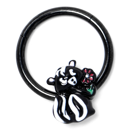 16G 3/8 Black Funky Skunk Hinged Segment Ring