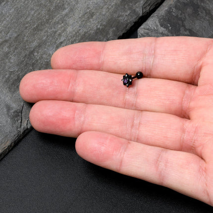 16G 1/4 Purple Gem Black Scrolling Hearts Cartilage Tragus Earring