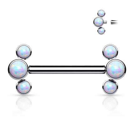 14G Synthetic Opal ASTM F-136 Implant Grade Titanium Internally Threaded Bridge Barbell