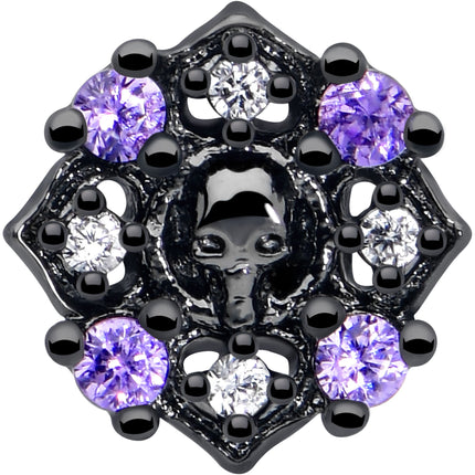 20G 7mm Pink Gem Skull Cross L Shape Nose Ring