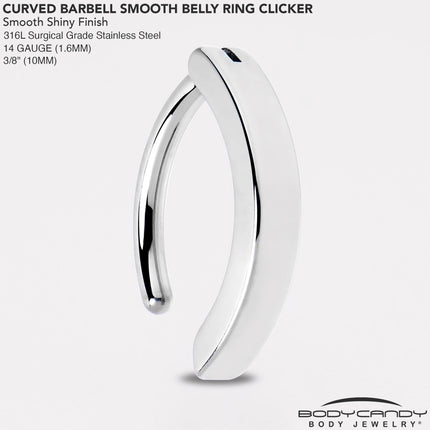 14G 3/8 316L Surgical Steel Smooth Style Hinged Hoop Belly Ring