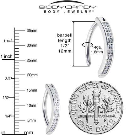 14G 1/2 Implant Grade Titanium CZ Paved Hinged Hoop Belly Ring