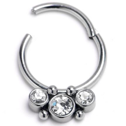 16G 3/8 Front Facing CZ Precision Hinge Closure Segment Ring