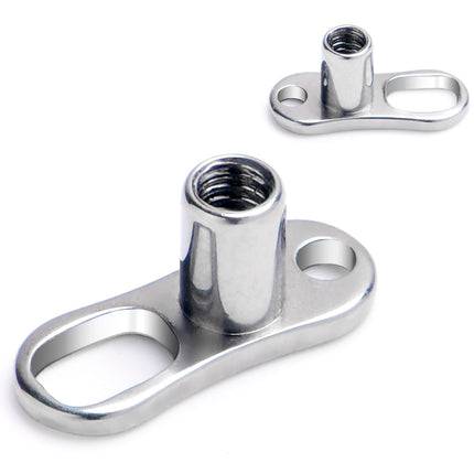 14G 2.5mm Rise 2 Hole Implant Grade Titanium Dermal Anchor Base